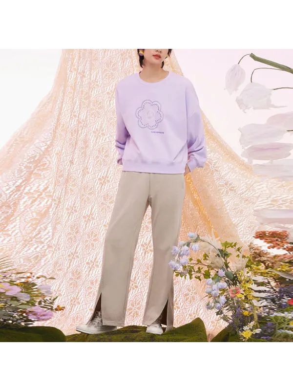 Свитер floral crewneck 'lilac' Converse, сиреневый — изображение 2 из 4, фиолетовый