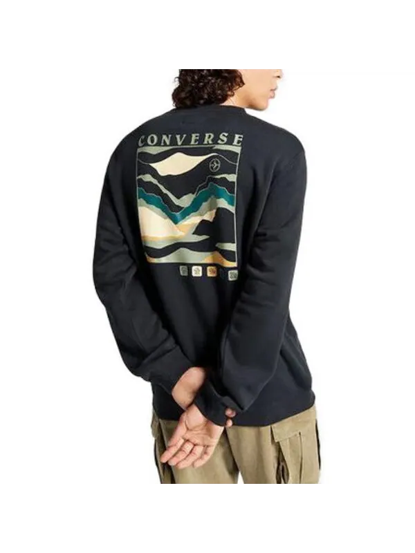 Свитер all star winter art graphic crew sweatshirt 'black' Converse — изображение 4 из 4, черный/мульти