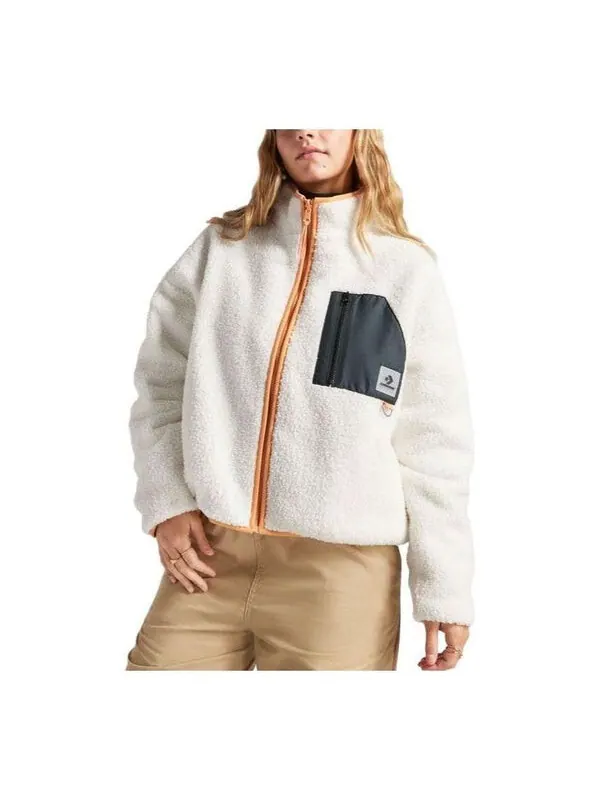 Куртка reversible sherpa full-zip jacket 'egret black' Converse — изображение 1 из 4, черный