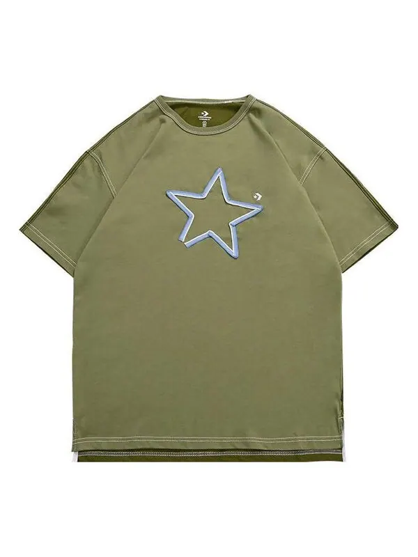 Футболка one star logo tee 'olive green' Converse — изображение 1 из 1, оливковый зеленый/синий