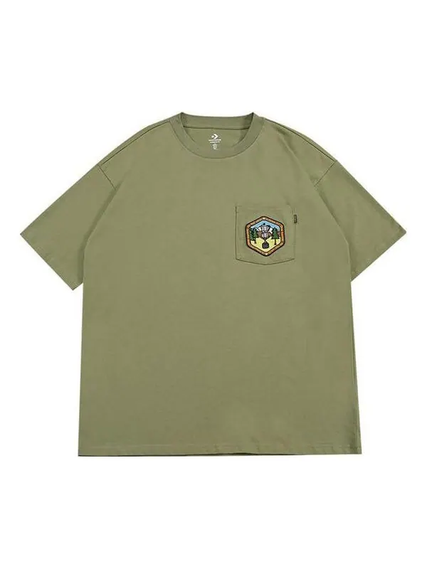 Футболка pocket logo t-shirt 'army green' Converse — изображение 1 из 4, зеленый