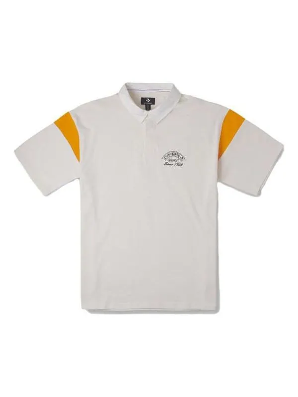 Футболка retro polo shirt 'white' Converse — изображение 1 из 1, белый/оранжевый