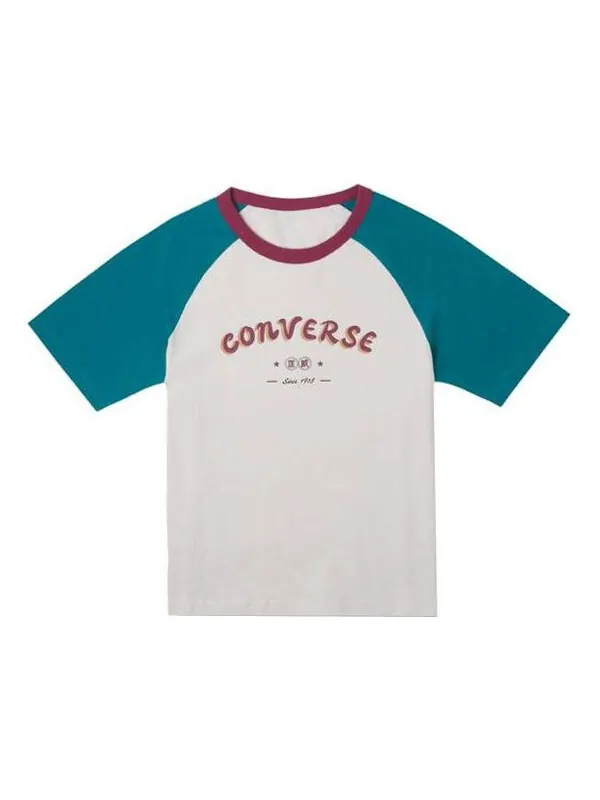 Футболка logo baseball t-shirt 'white blue' Converse — изображение 1 из 1, белый/синий/красный