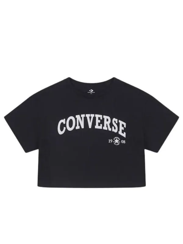 Футболка retro chuck cropped t-shirt 'black' Converse — изображение 1 из 2, черный