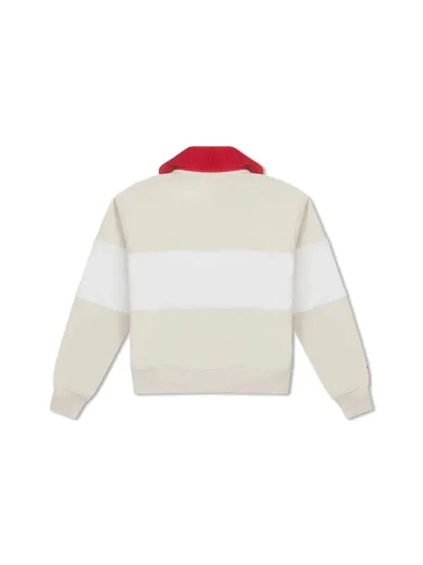 Свитер yotd half-zip crew sweater 'beige' Converse — изображение 2 из 2, бежевый/белый/красный