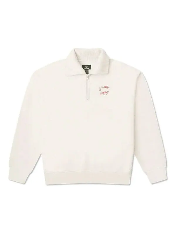 Свитер heart zip sweater 'white' Converse