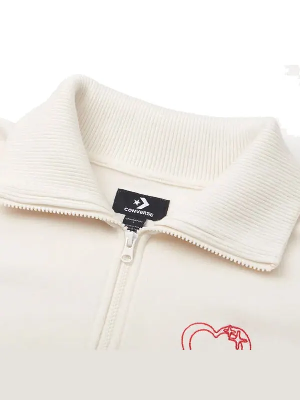 Свитер heart zip sweater 'white' Converse — изображение 3 из 3, белый/красный