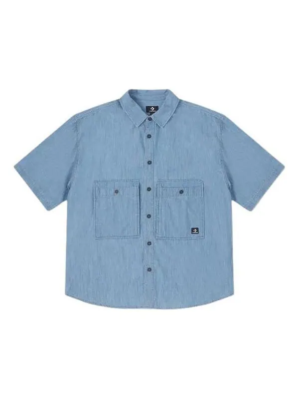 Рубашка denim wordmark utility shirt 'lt retro blue' Converse — изображение 1 из 2, синий