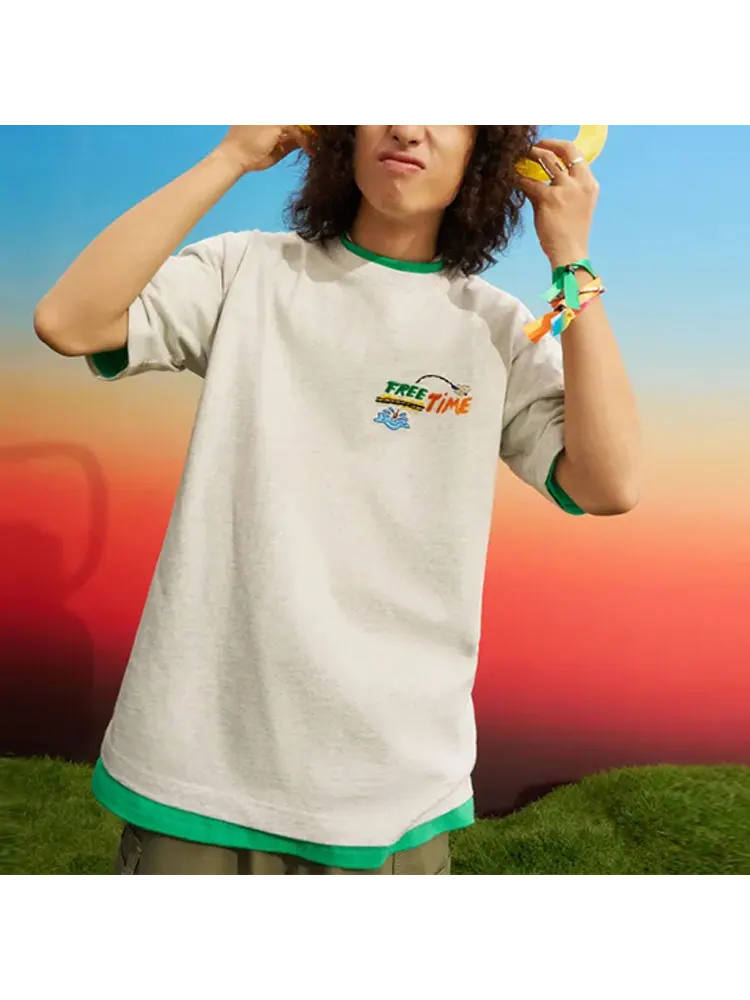 Футболка Converse Summer Fishing T-Shirt 'Grey' — изображение 3 из 4, серый