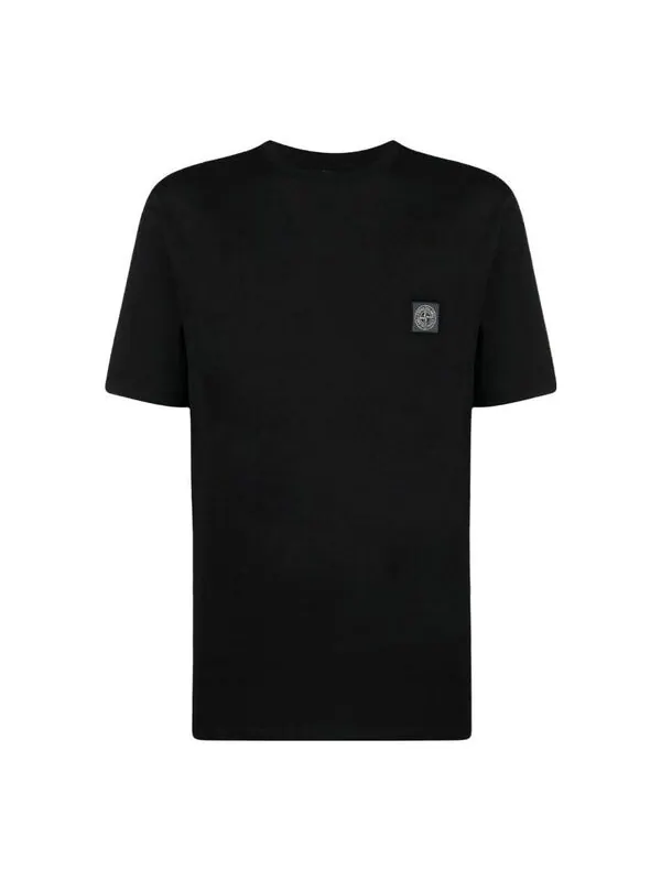 Футболка pisato effect logo patch t-shirt 'black' Stone Island — изображение 1 из 3, черный