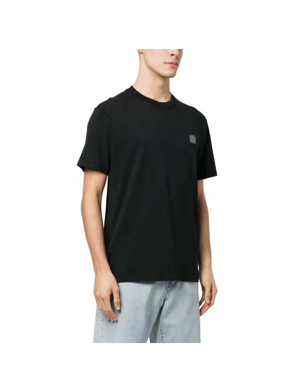 Футболка pisato effect logo patch t-shirt 'black' Stone Island — изображение 3 из 3, черный