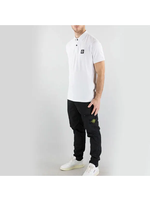 Рубашка поло compass-patch short-sleeved polo shirt 'white' Stone Island — изображение 2 из 3, белый