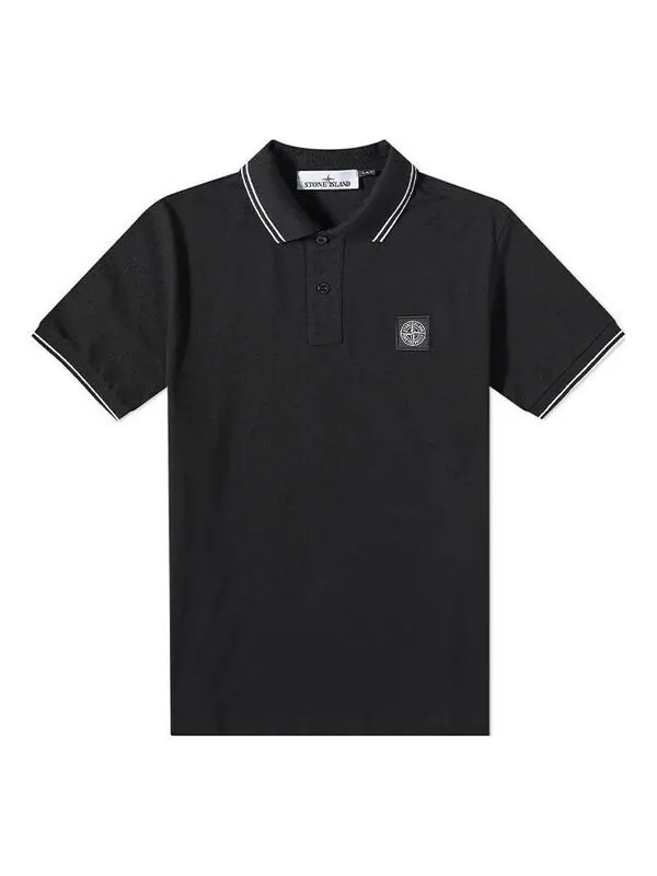 Рубашка поло patch polo shirt 'black' Stone Island — изображение 1 из 3, черный