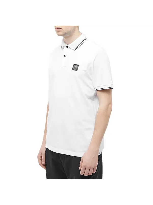 Футболка patch polo shirt 'white' Stone Island — изображение 3 из 3, белый