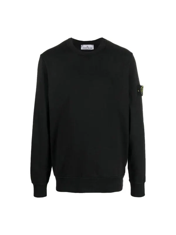 Толстовка logo patch crewneck sweatshirt 'black' Stone Island — изображение 1 из 3, черный