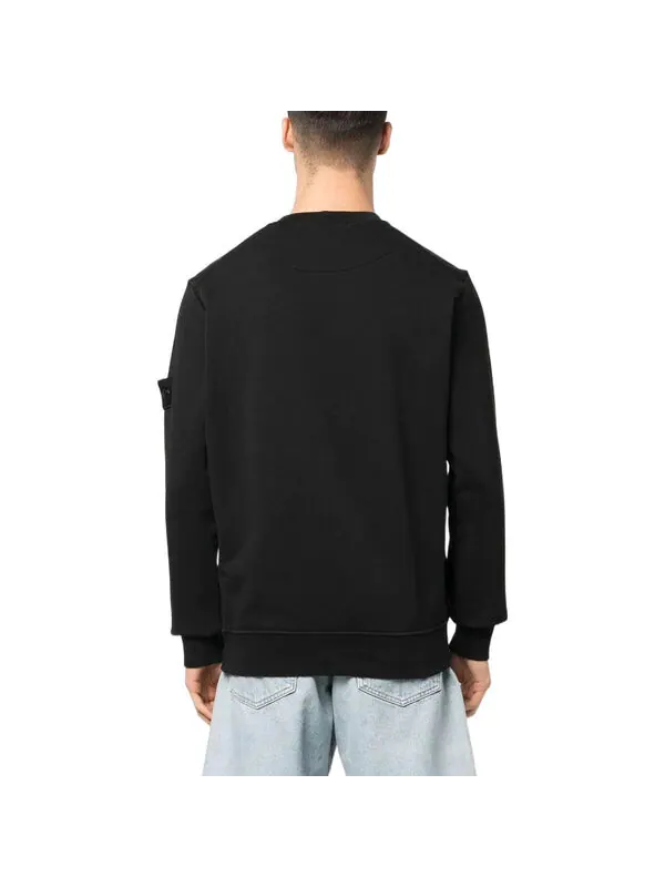 Толстовка logo patch crewneck sweatshirt 'black' Stone Island — изображение 2 из 3, черный