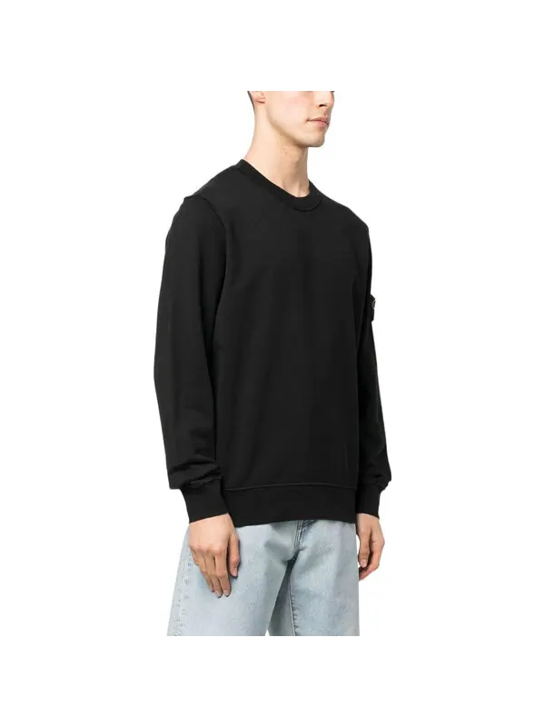 Толстовка logo patch crewneck sweatshirt 'black' Stone Island — изображение 3 из 3, черный