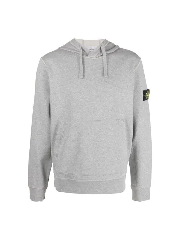 Толстовка garment dyed popover hoodie 'grey marl' Stone Island — изображение 1 из 4, серый