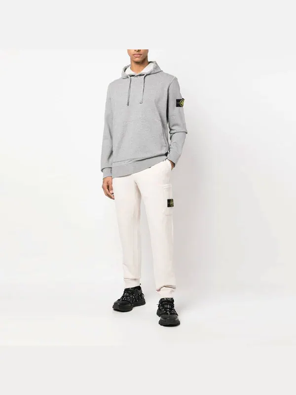Толстовка garment dyed popover hoodie 'grey marl' Stone Island — изображение 2 из 4, серый