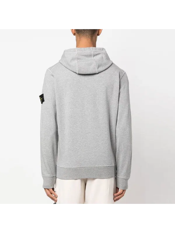 Толстовка garment dyed popover hoodie 'grey marl' Stone Island — изображение 3 из 4, серый