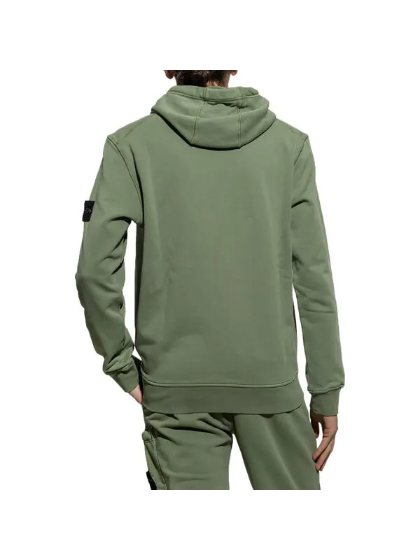 Толстовка compass motif detail hoodie 'sage' Stone Island — изображение 2 из 3, зеленый