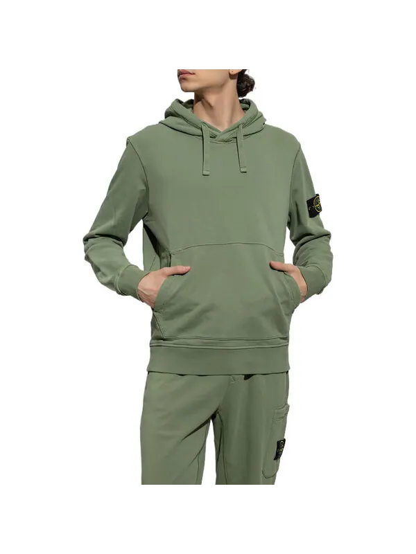 Толстовка compass motif detail hoodie 'sage' Stone Island — изображение 3 из 3, зеленый