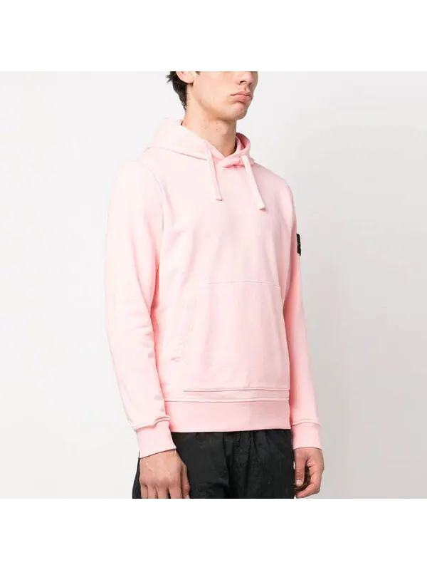 Толстовка garment dyed popover hoodie 'pink' Stone Island — изображение 4 из 4, розовый