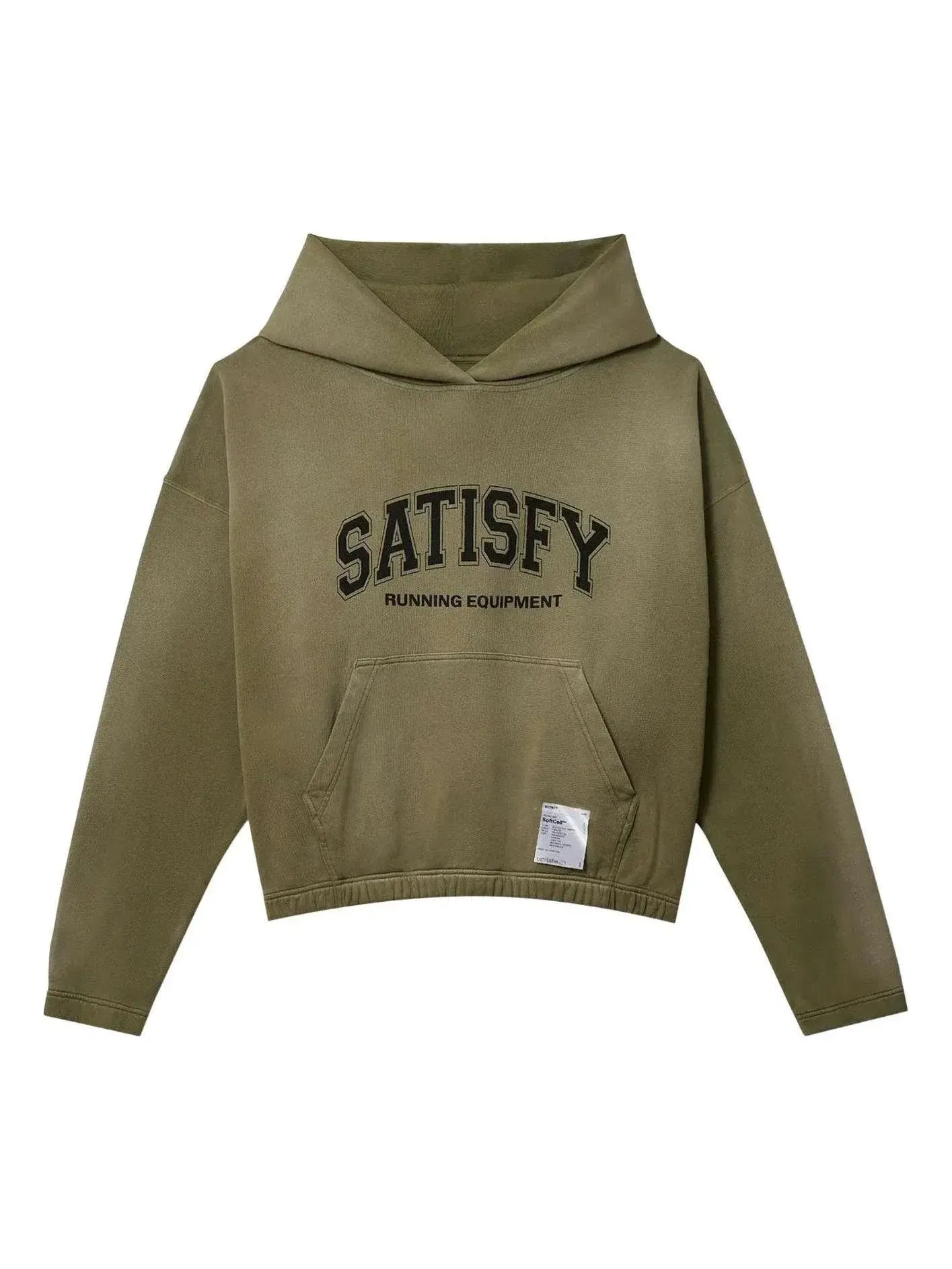 Мужское худи с капюшоном Satisfy SoftCell Sun Bleached Military Olive — изображение 1 из 1, зеленый