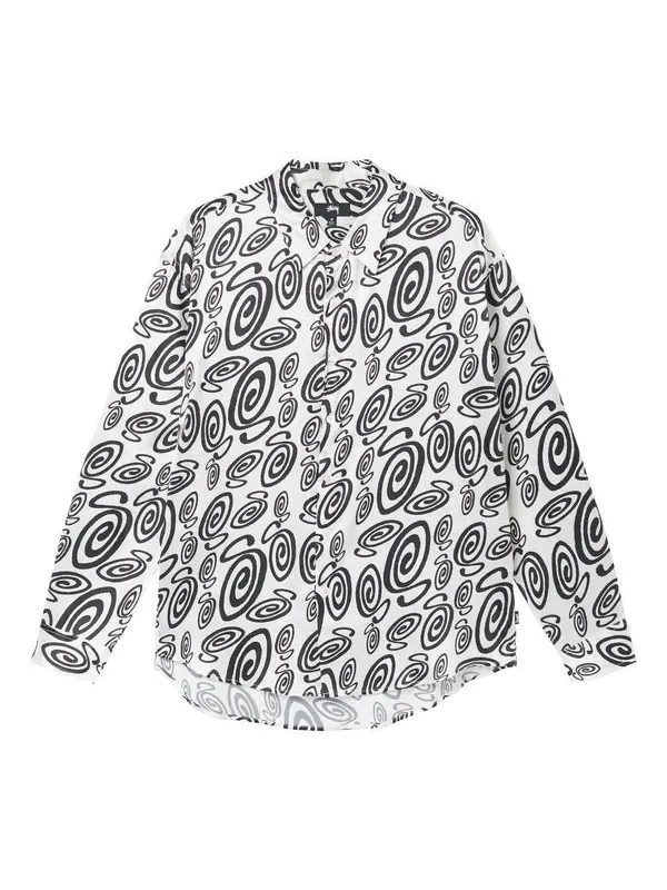 Рубашка swirly s silk shirt 'white' Stussy — изображение 1 из 4, белый/черный