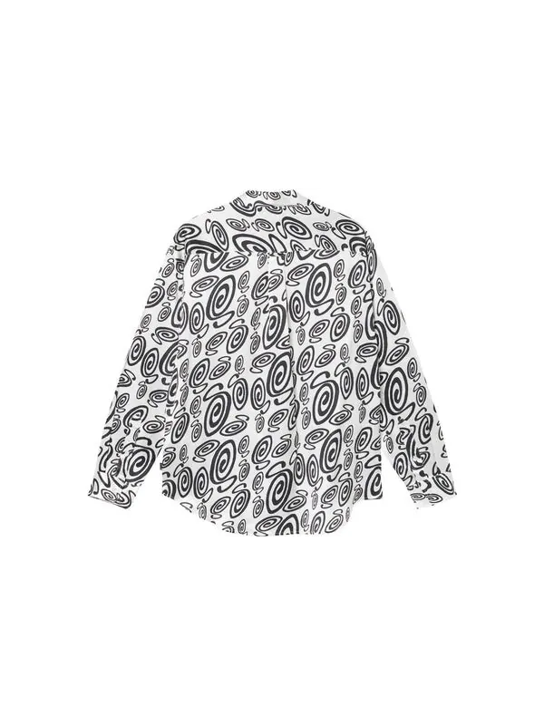Рубашка swirly s silk shirt 'white' Stussy — изображение 2 из 4, белый/черный