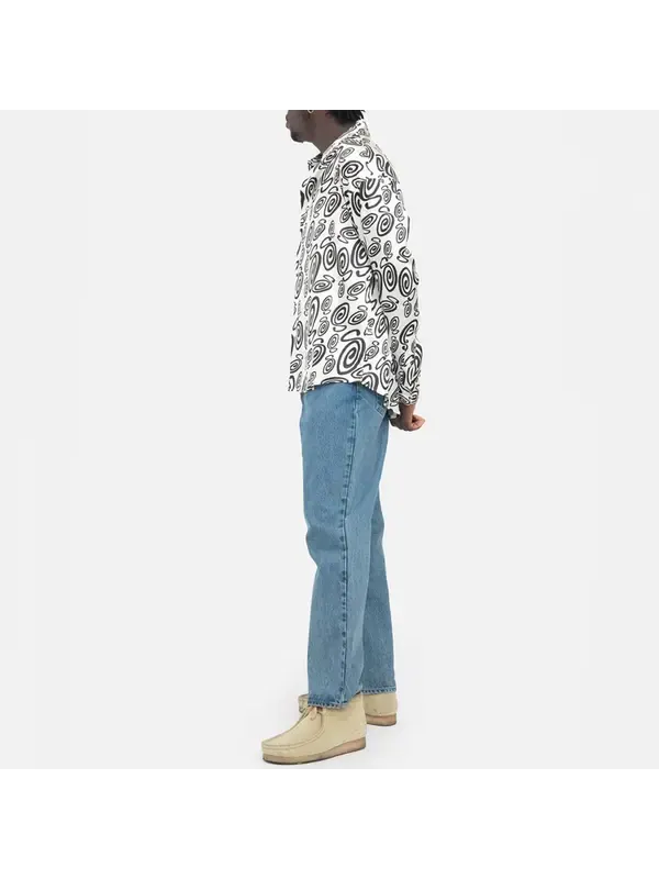 Рубашка swirly s silk shirt 'white' Stussy — изображение 4 из 4, белый/черный