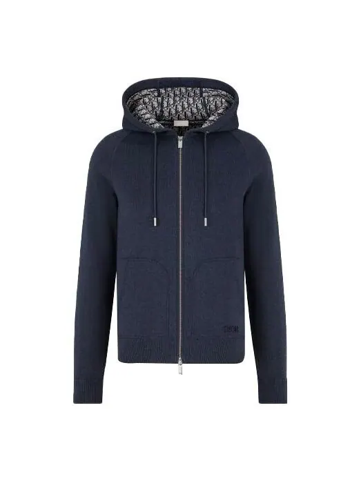 Куртка men's ss21 loose zipper hooded jacket navy blue Dior
