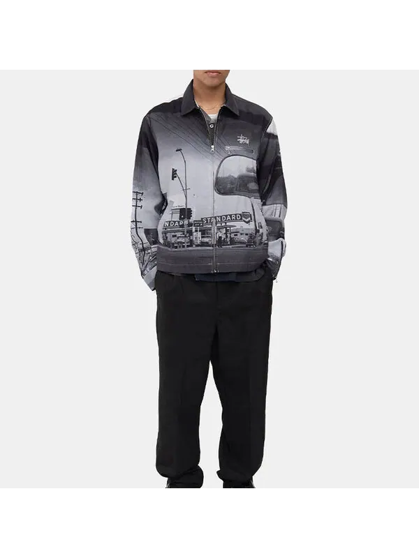 Куртка hopper jacket 'black' Stussy — изображение 3 из 4, черный/серый