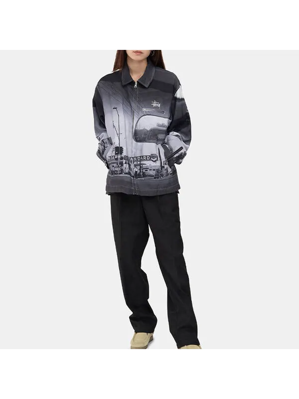 Куртка hopper jacket 'black' Stussy — изображение 4 из 4, черный/серый