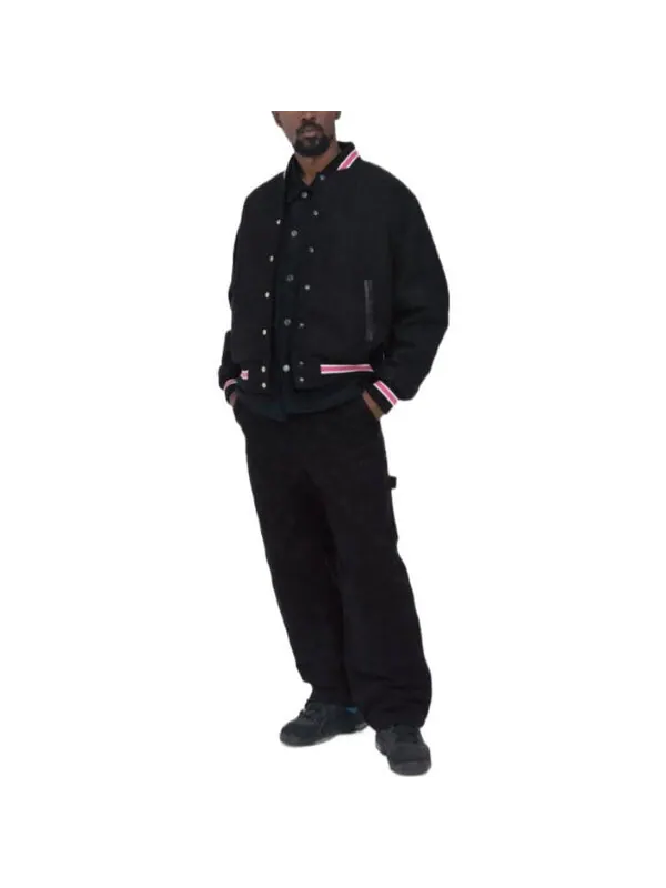 Куртка s talk melton varsity jacket 'black' Stussy — изображение 3 из 4, черный