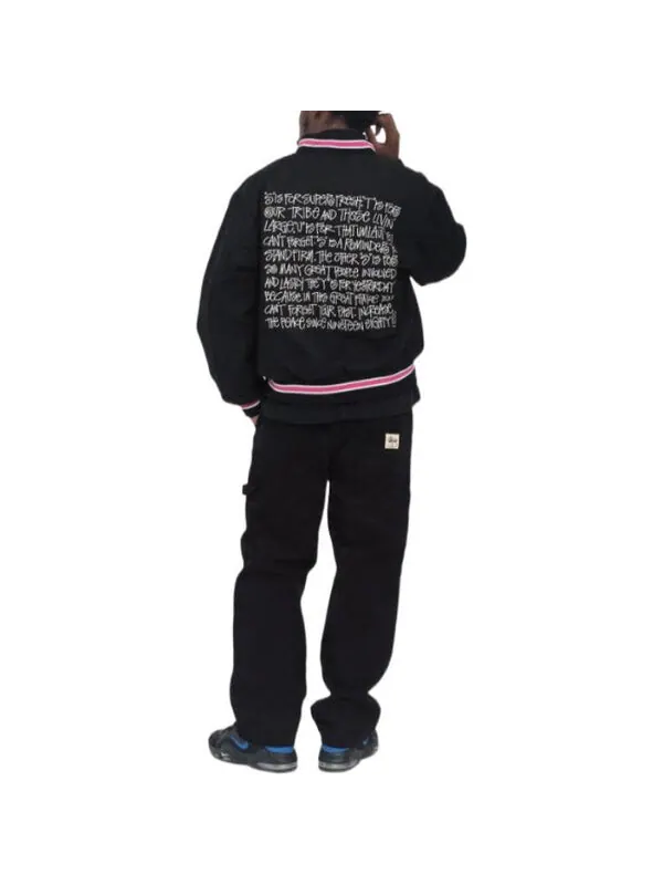 Куртка s talk melton varsity jacket 'black' Stussy — изображение 4 из 4, черный