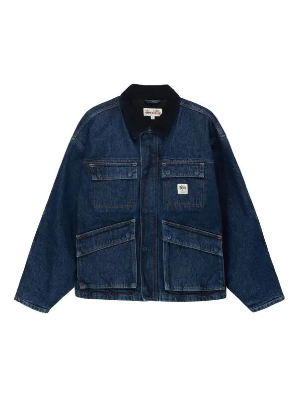 Куртка washed canvas shop jacket 'blue' Stussy — изображение 1 из 4, синий