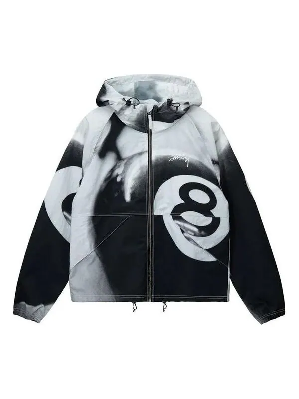 Куртка 8 ball beach shell jacket 'grayscale' Stussy — изображение 1 из 2, белый/черный