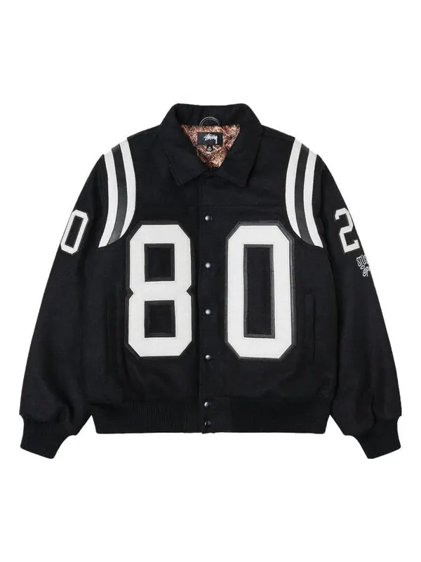 Куртка 80 wool varsity jacket 'black' Stussy — изображение 1 из 4, черный/белый