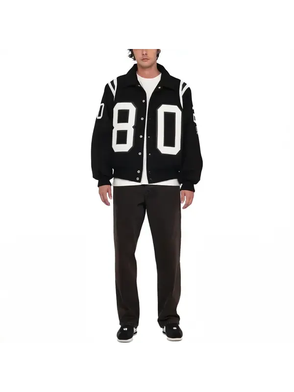 Куртка 80 wool varsity jacket 'black' Stussy — изображение 3 из 4, черный/белый