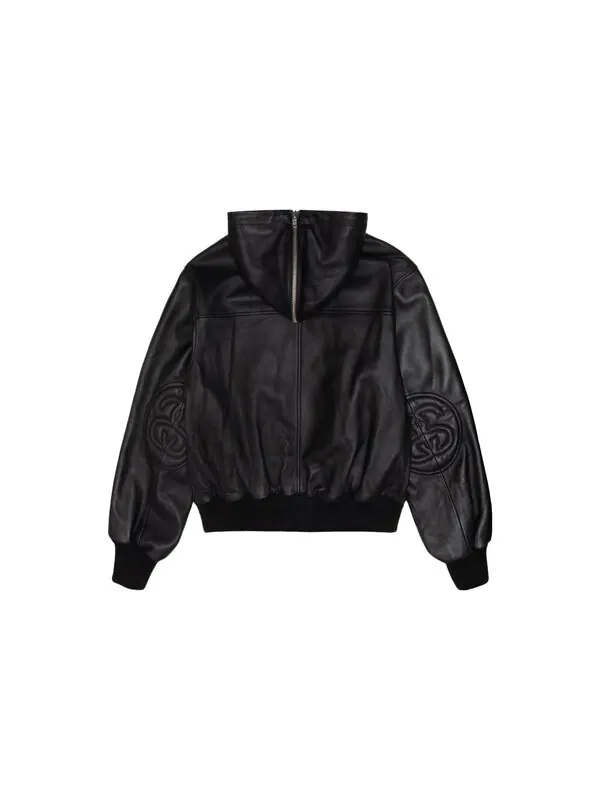 Куртка ss link leather bomber 'black' Stussy — изображение 2 из 4, черный