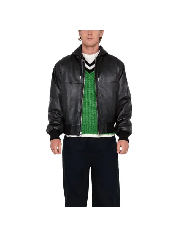 Куртка ss link leather bomber 'black' Stussy — изображение 3 из 4, черный