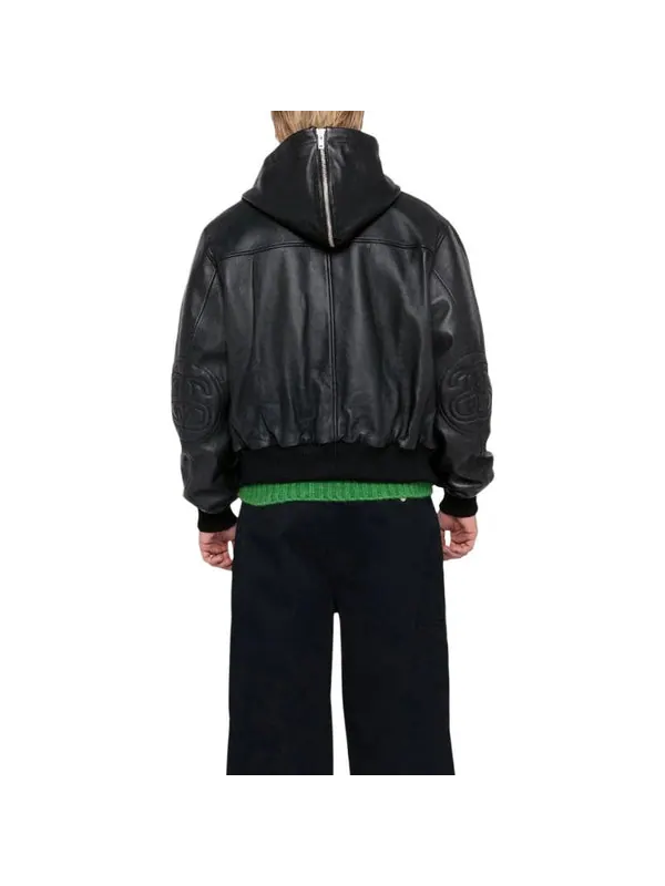Куртка ss link leather bomber 'black' Stussy — изображение 4 из 4, черный