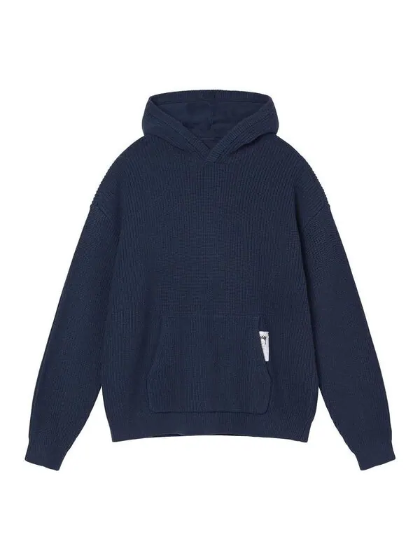 Толстовка cotton knit hoodie 'navy blue' Stussy — изображение 1 из 1, темно-синий
