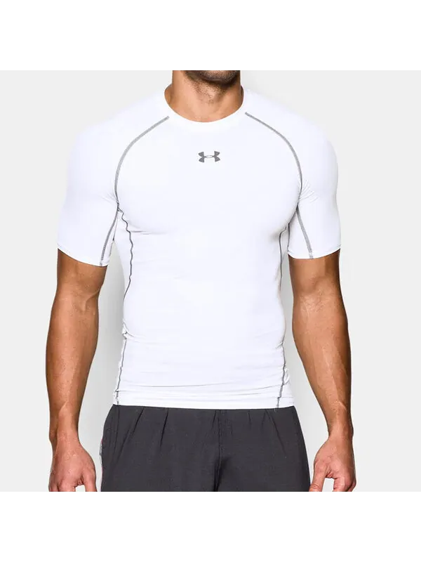 Футболка men's training sports tight short sleeve tops white Under Armour — изображение 3 из 4, белый