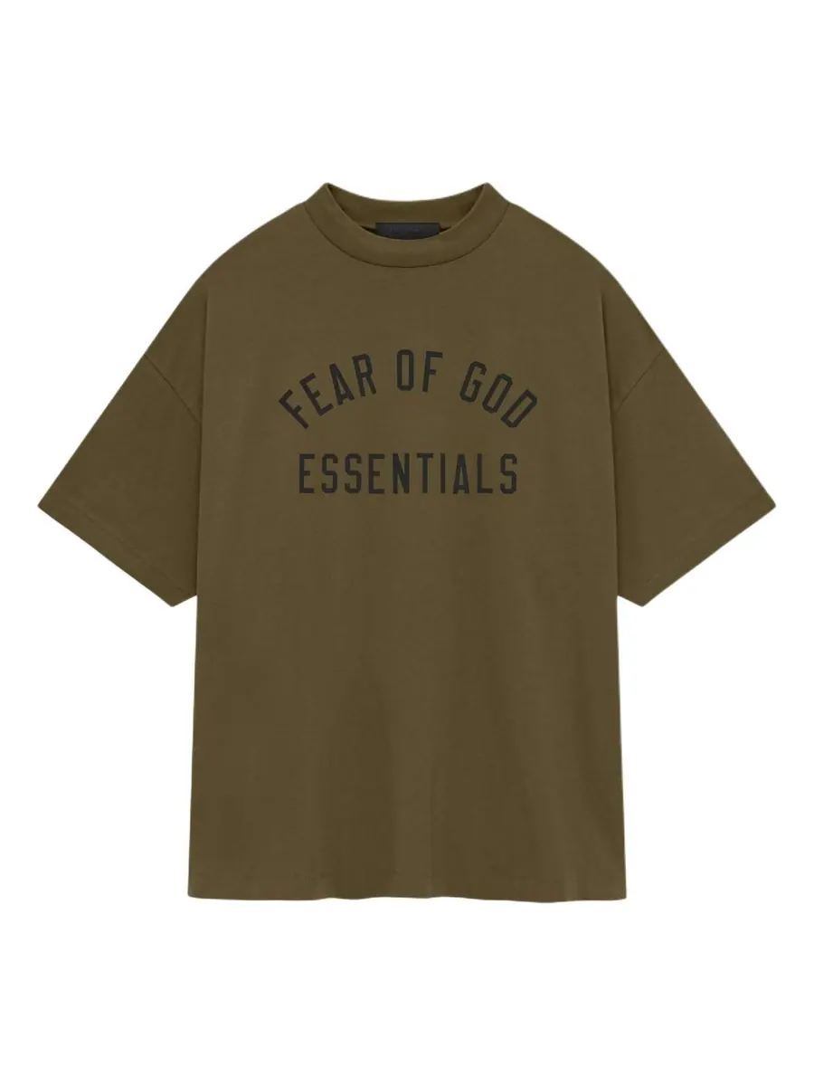 Футболка Fear of God Essentials Jersey Crewneck Tee 'Olive' — изображение 1 из 5, оливковый зеленый