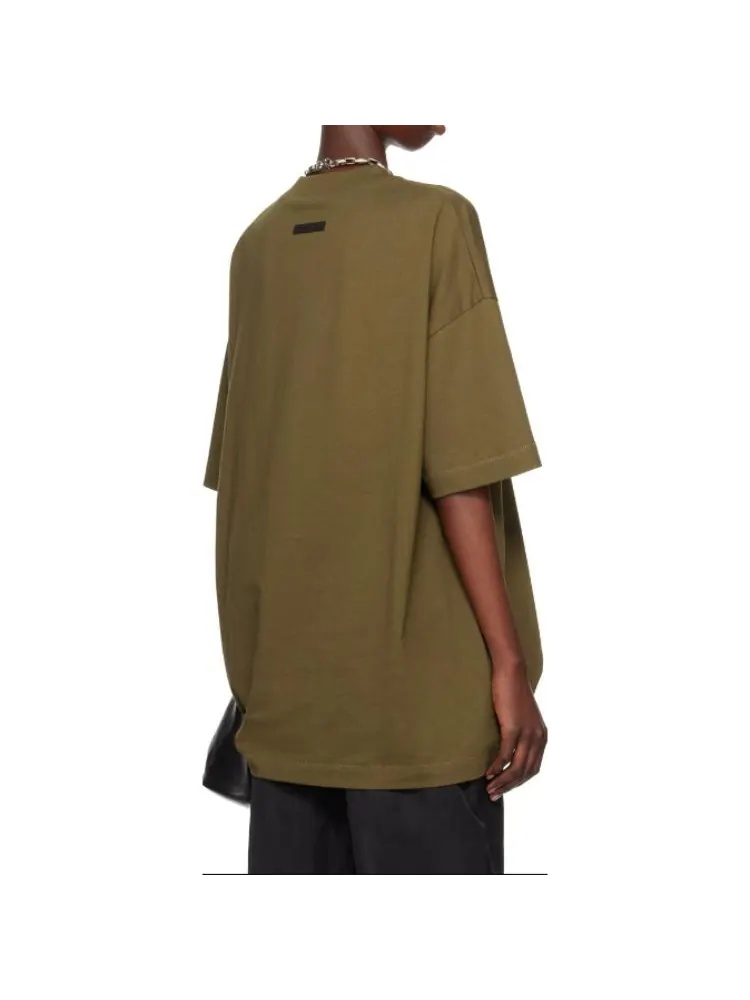 Футболка Fear of God Essentials Jersey Crewneck Tee 'Olive' — изображение 5 из 5, оливковый зеленый