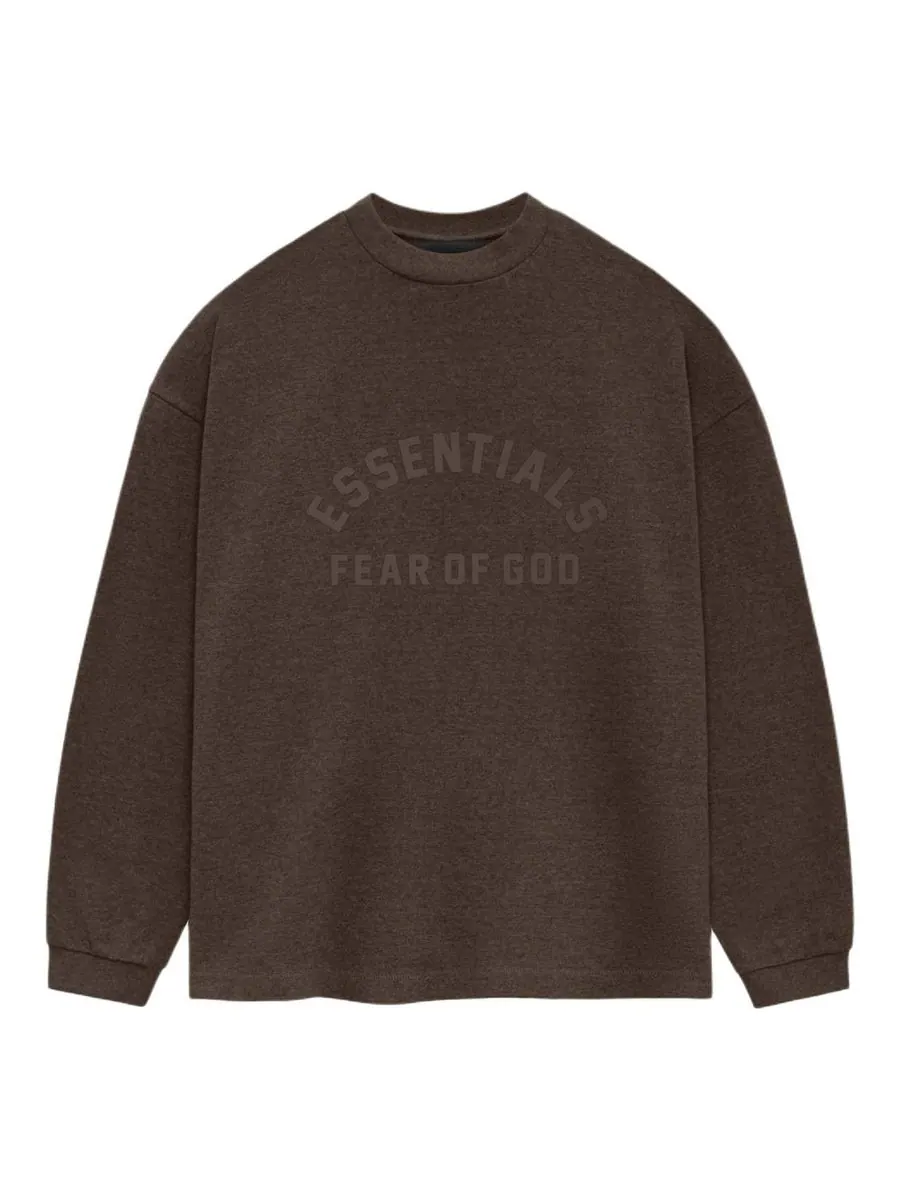 Футболка Fear of God Essentials SS24 Heavy Long Sleeve T-shirt 'Heather Wood' — изображение 1 из 2, коричневый