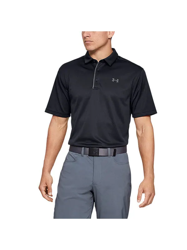 Рубашка поло tech polo shirt 'black' Under Armour — изображение 3 из 3, черный
