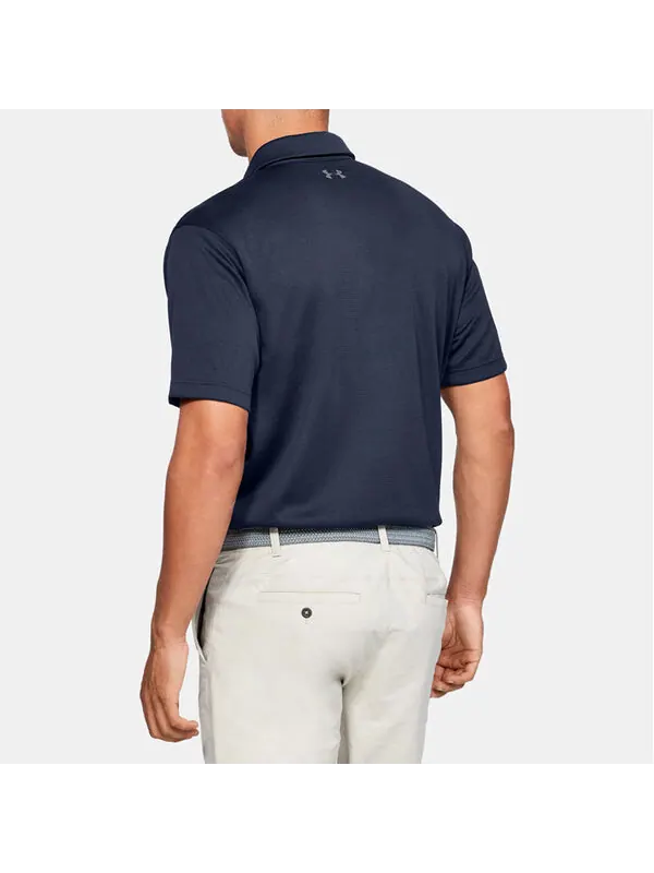 Футболка men's tech golf sports loose breathable short sleeve polo shirt navy blue Under Armour — изображение 4 из 4, синий